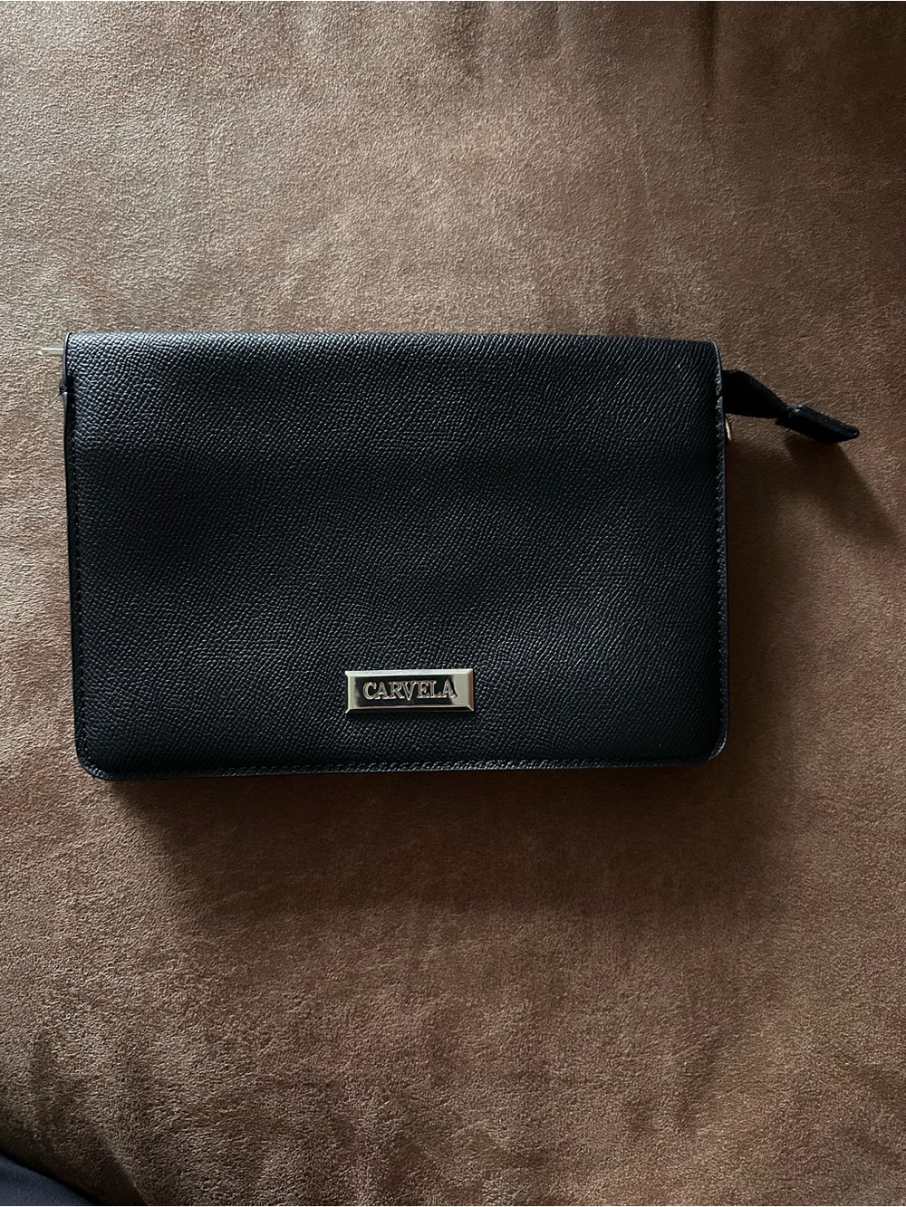 CARVELA Black Leather Zip Clutch